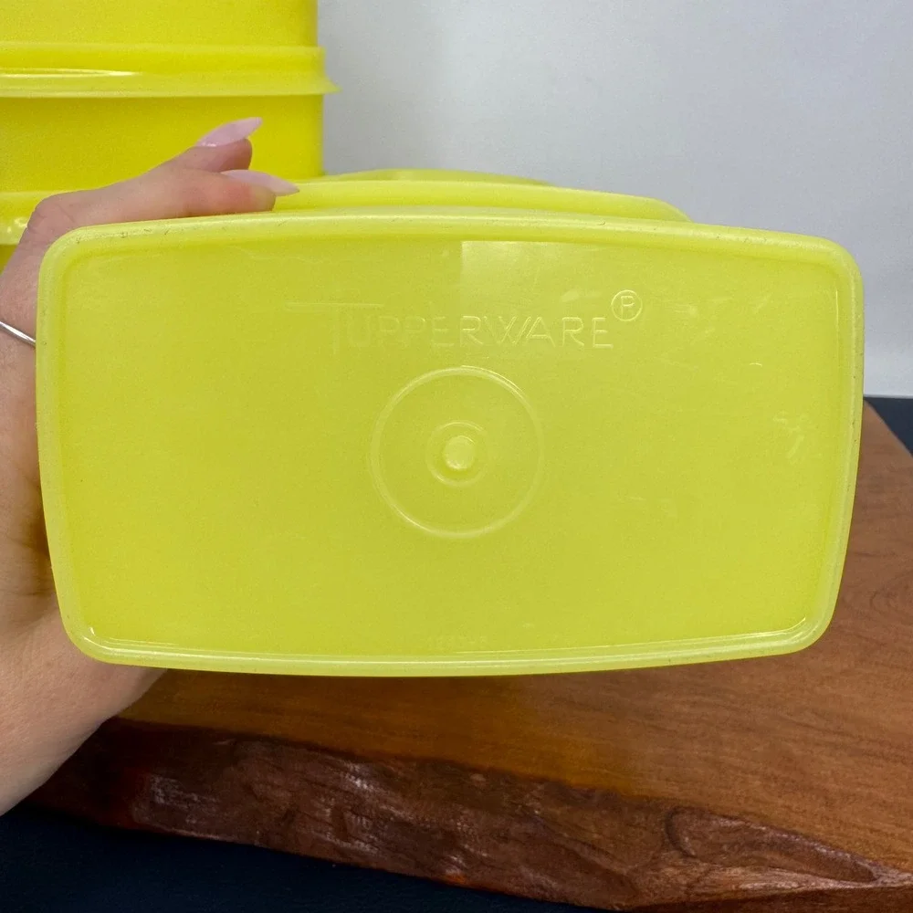 Vintage Tupperware Yellow Shelf Saver Canisters & Lids 1243 & 1244 Set of 6